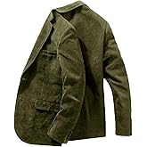 DRCUIVS Men's Corduroy Blazer Single Breasted Notch Lapel Tailored Business Suit Jacket Casual Vintage Sport Coat