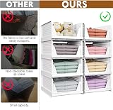 SNSLXH 5 Pack Stackable Closet Storage Boxes Pink Multifunctional Foldable view 3