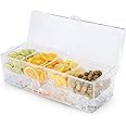 Cocktailor 4 Tray Chilled Bar Top Food & Garnish Station with Lid - Condiment Dispender for Bartending, Taco Bar, Ice Cream, Fruit, Salad Bar - Topping Organizer for Restaurant Supplies, Accessories