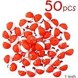 50pcs Fish WOW! 1" Fishing float Snap-On Round Floats Push Button Float Bobbers Red White
