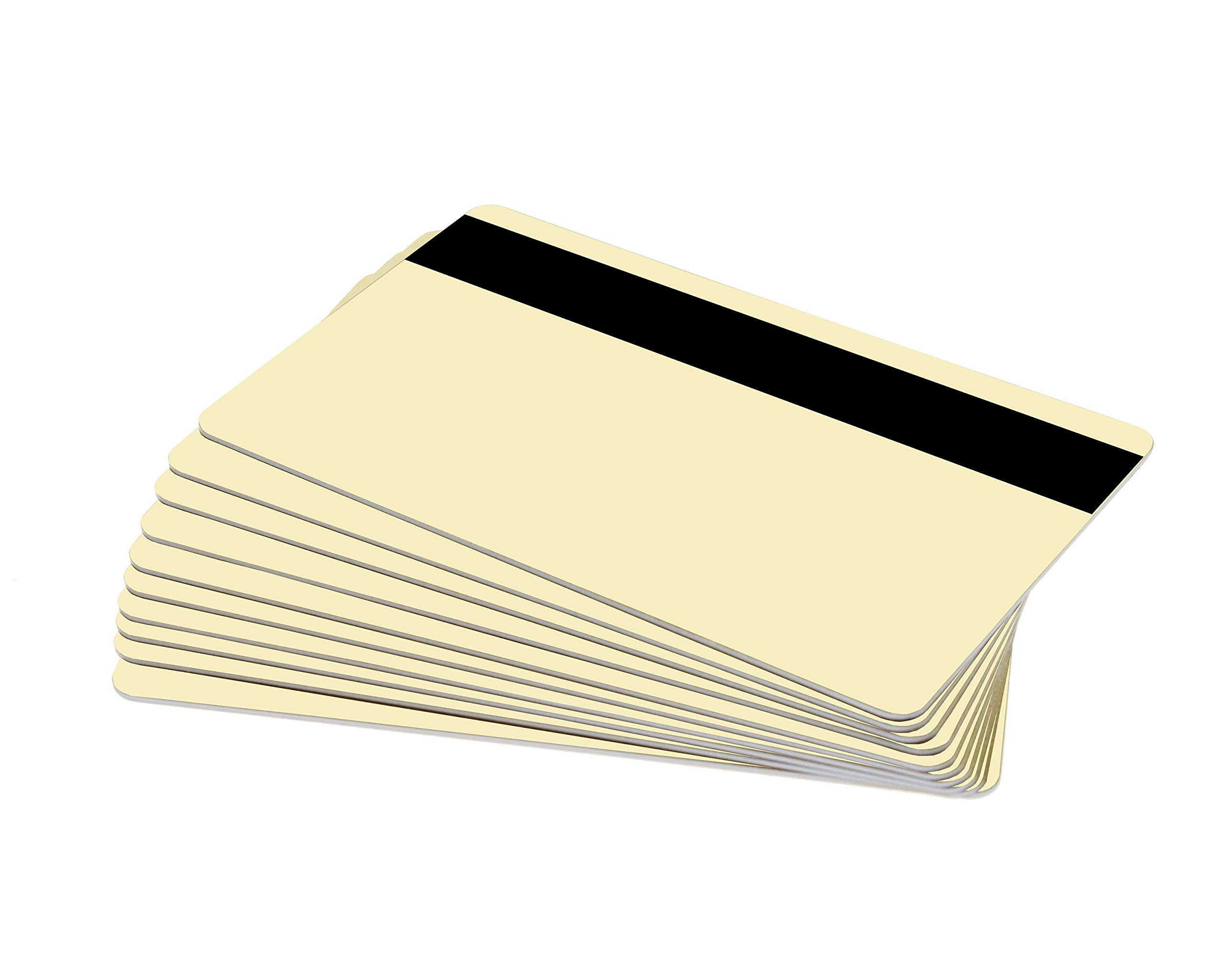100 x PerfectID Premium ISO Quality PVC Plastic CR80 ID Cards with Hi-Co Magnetic Strip of Size 86x54mm (Credit Card Size) & 760 Microns Thickness. (Cream)