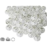 White Crackle Large Hole Beads 140pcs 14mm European Craft for DIY Bracelet Jewelry Making Rondelle Slide Charm Big Resin Fairy Garden (PT415)