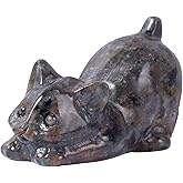 QLRSUXN 2 Inch Yooperlite Cat Crystal Figurines, Cute Kitten Statues for Kitten Lovers and Collectibles, Cat Decor Fingurines for Home Desk Office, Carved Healing Crystal Reiki Animal Gifts for Women