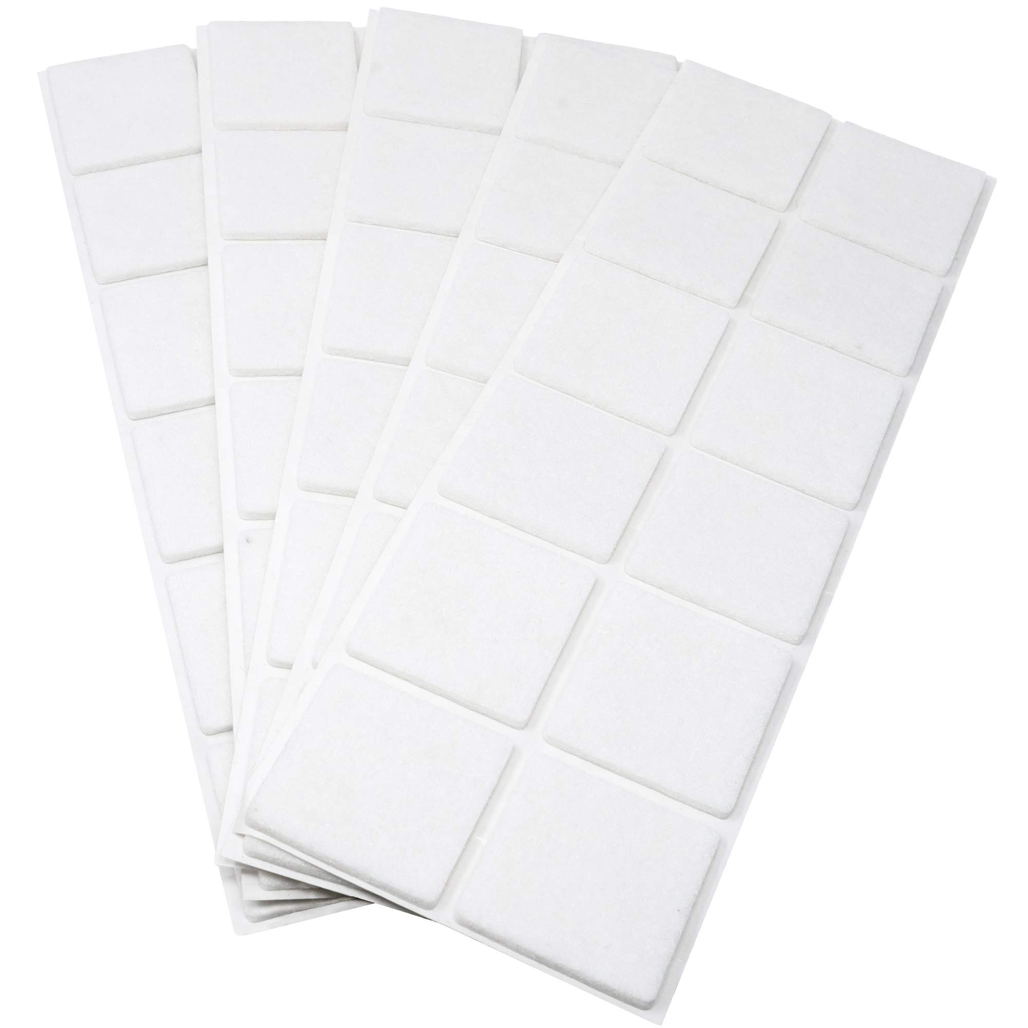 Adsamm® / 60 x self-adhesive felt pads/White / 1.57x1.57'' (40x40 mm) / square / 0.138'' / 3.5 mm thick stick-on furniture felt glides/Furniture & Chair Glides
