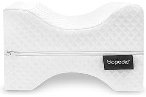 BioPEDIC Knee Pillow Standard Size, Sciatica Relief & Comfortable Sleep, Therapeutic Design for Enhanced Circulation - Travel-Friendly & Washable Cover Bed Pillow, STD - 10.25" x 7.8" x 5.9