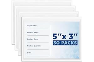 Mifflin-USA - Index Card Holder - 3x5”, 30 Pack - Clear Self-Adhesive Pockets - Label Holders for Organizing Storage Bins & Containers - Plastic Sleeves for Protecting Cards & Labels
