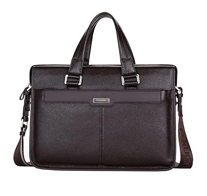 KAXIDY Leather Briefcase Vintage Mens Business Bags Handbag Satchel Shoulder Bag Messenger - Coffee