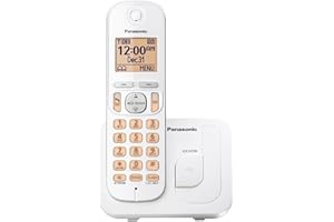 Panasonic Cordless Phone, 1.6" Backlit Display, Call Block, Speakerphone, 10 Hours Talk Time, 1 Handset - KX-TGC200W (White)