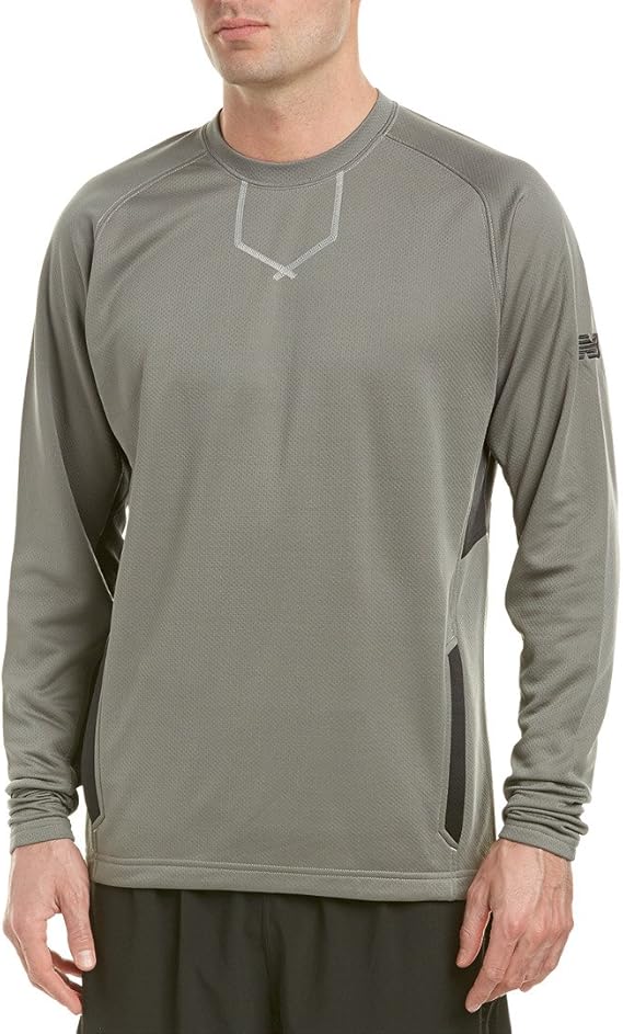 New Balance Men's Baseball Pullover, Light Grey, Small