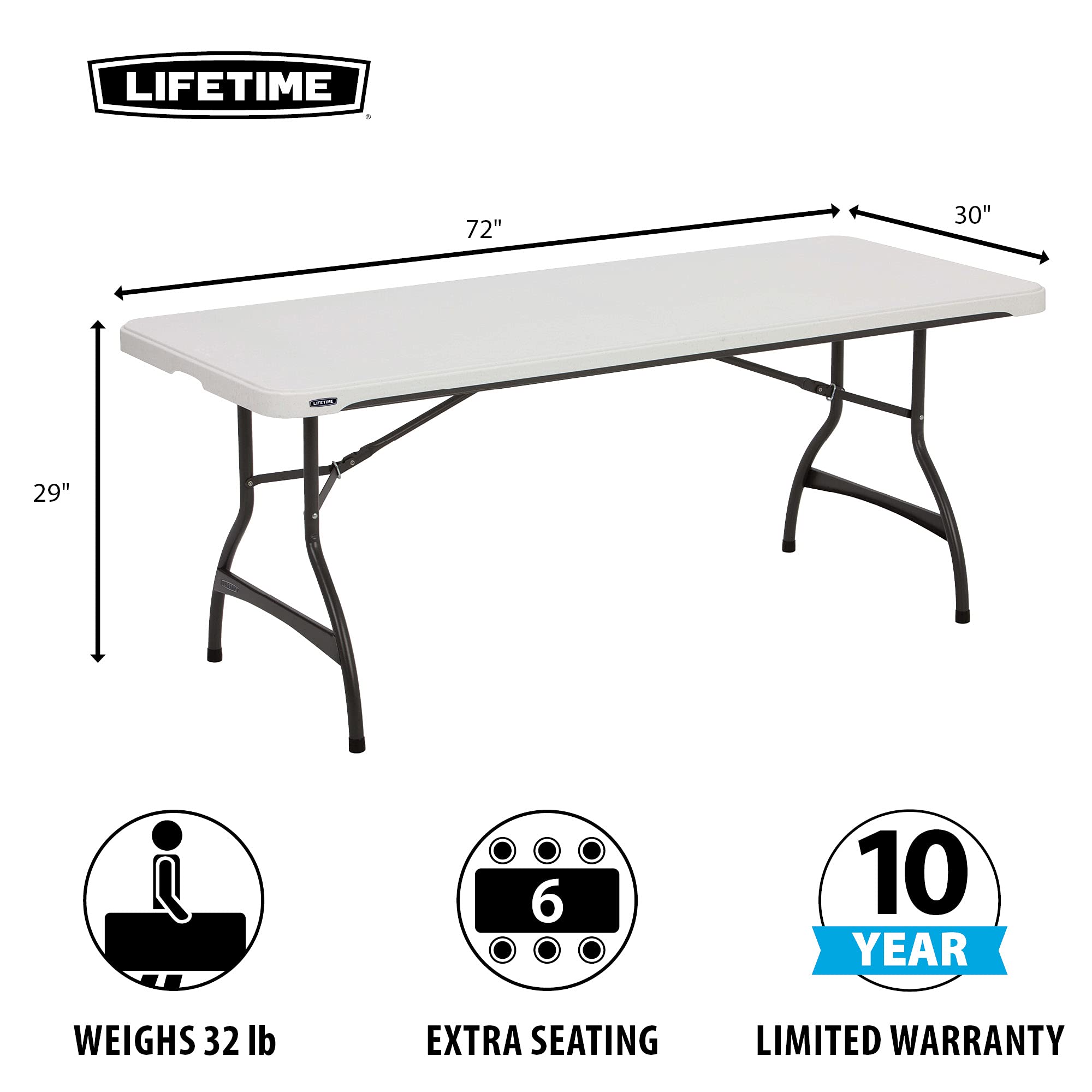 Mua Lifetime 80306 Commercial Stackable Folding Table, 6', White trên ...
