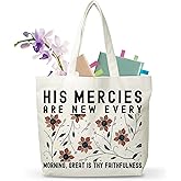 JUSITAKEET Christian Tote Bags For Women, His Mercies Are New Every Morning, Inspirational Bible Verse Totes, Catholic Jesus Nativity Handbag For Family Friends, Bible Study Bag -d08