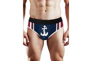 Men's Underwear Brief, Retro Nautical Anchor Breathable Moisture-Wicking Underwear,Soft Stretch Briefs 1 Pack