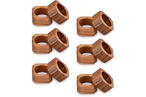 BHAVATU Napkin Ring Acacia Wood Napkin Rings Classic Everyday Use Thanksgiving, Christmas Napkin Rings Buckles,Festive Party Gift Farmhouse for Table Decorations (Set of 12, Brown)