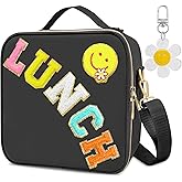 Lunch Box for Girls Women, Preppy Lunch Box for Teen Girls， Insulated Girls Lunch Bag for Kids, Large Reusable Cute Cooler Bag with Adjustable Shoulder Straps,Perfect for School Travel Picnic（Pink）