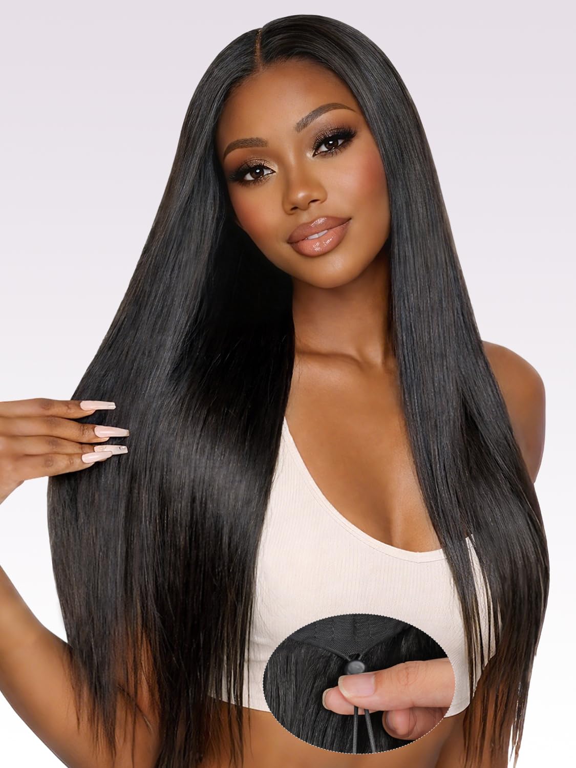 Silky Straight Human Hair wig For Black Women,200 Density 20 Inch 9X6 HD Lace All Day Comfort Flexi-Fit Invisi Drawstring Wear And Go Glueless Wig Human Hair Pre Plucked Pre Cut Friendly To Beginners