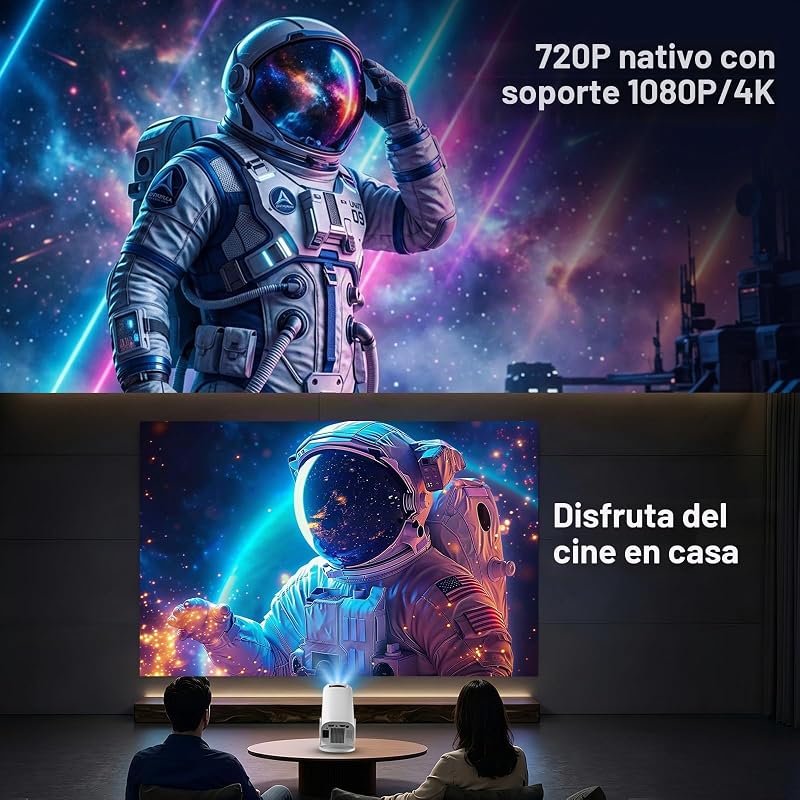 Proyector Portatil 4K Full HD 1080P Soporte, Mini Proyector