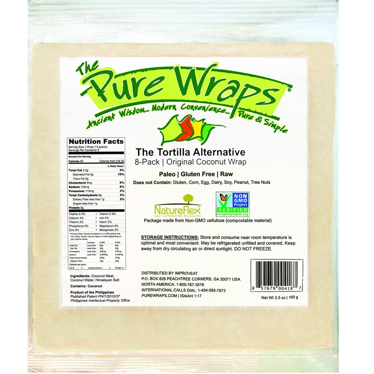 Buy Coconut Wraps Low Carbohydrate & Sugar Gluten Free Bread