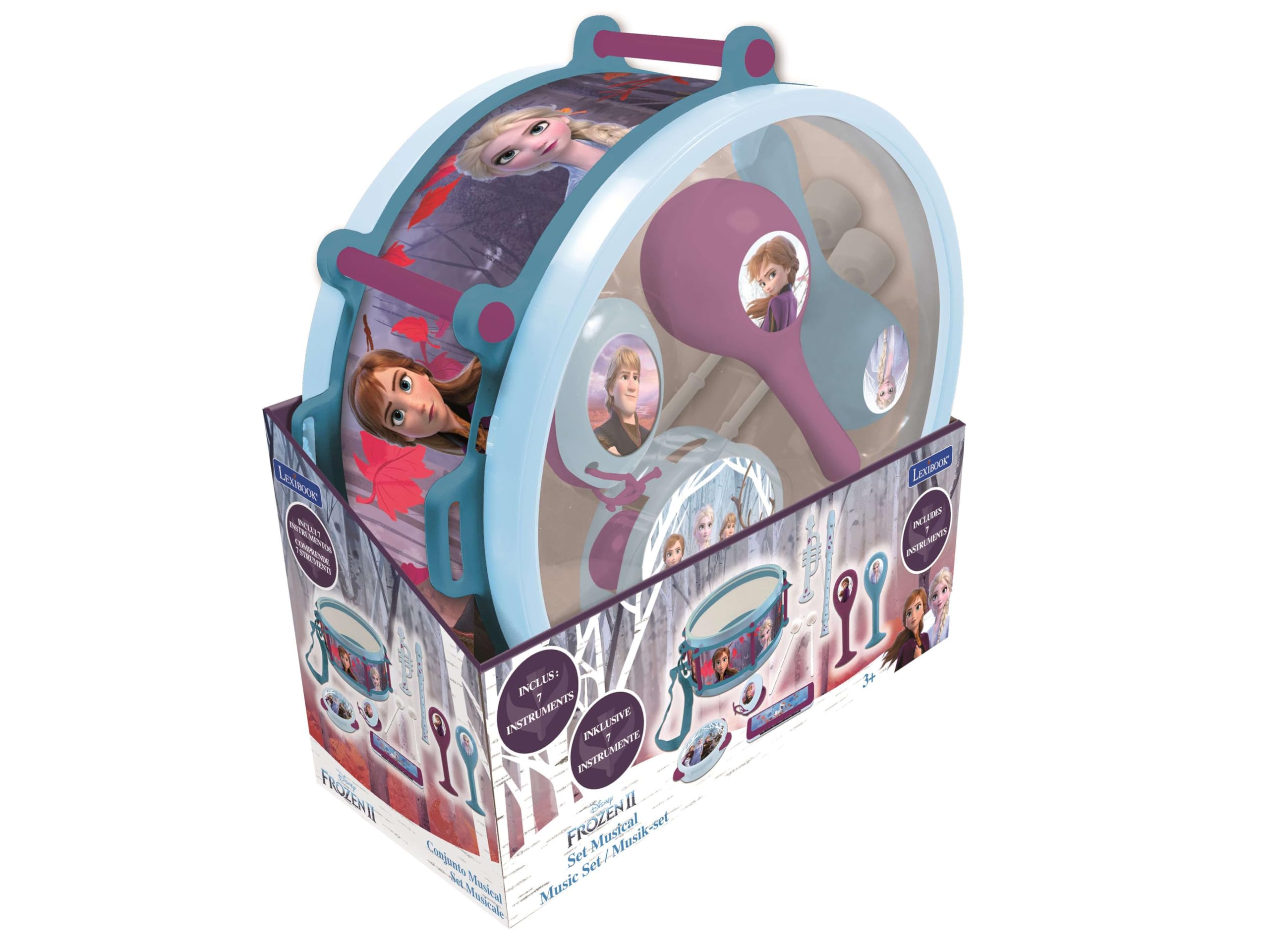 Lexibook, Frozen Elsa Anna, Set of 7 music instruments (Drum, Maracas, Castanet, Harmonica, Recorder, Trumpet, Tambourine), Musical toy, Convenient game to carry, blue/ white, K360FZ — image 1