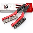 Lavaxon Wire Brush Set-Heavy Duty Stainless & Carbon Steel Bristles with Plastic Handle Grip for Rust, Wielding Slag, Dirt & Paint Scrubbing with Deep Cleaning – 10 Inches, Large (Pack of 2-Red)