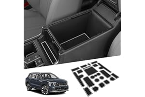 ZZEQYG Center Console Liner for Kia Sorento 2021 2022 2023 2024 2025 Accessories Cup Holder Mat, Door Slot Mats, Coaster Trim, Non-Slip Dust Interior 21PC Set (Black & White Trim)