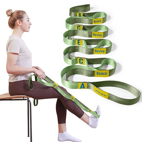Trideer Stretching Strap with 10 Loops Non-Elastic Yoga Strap