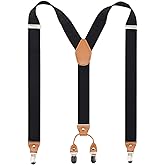 Timiot Men’s Y-Back 4 Metal Clip Elastic Wide Suspenders Perfect For Both Casual&Formal