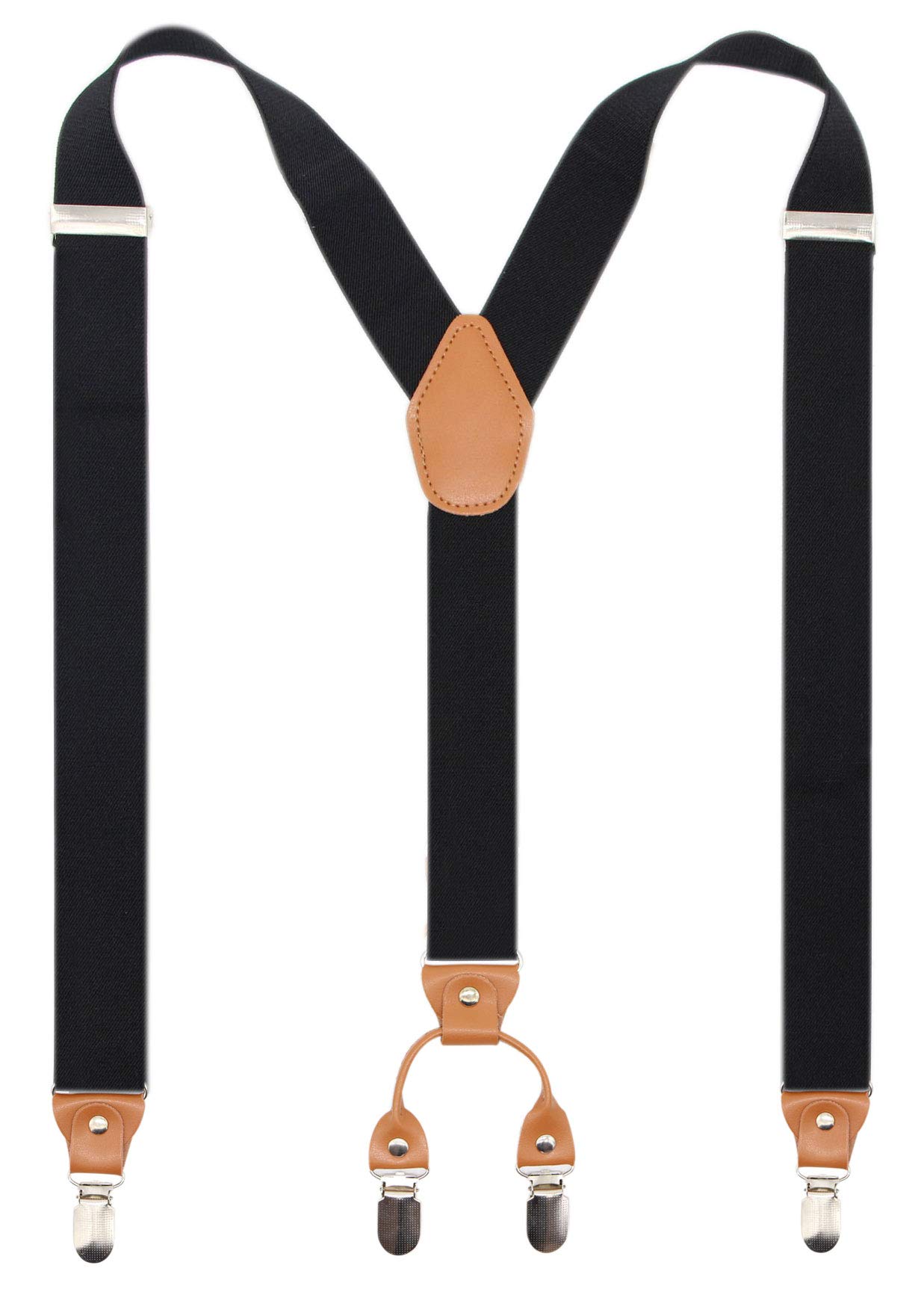 Men's YBack 4 Metal Clip Elastic Wide Suspenders Perfect For Both