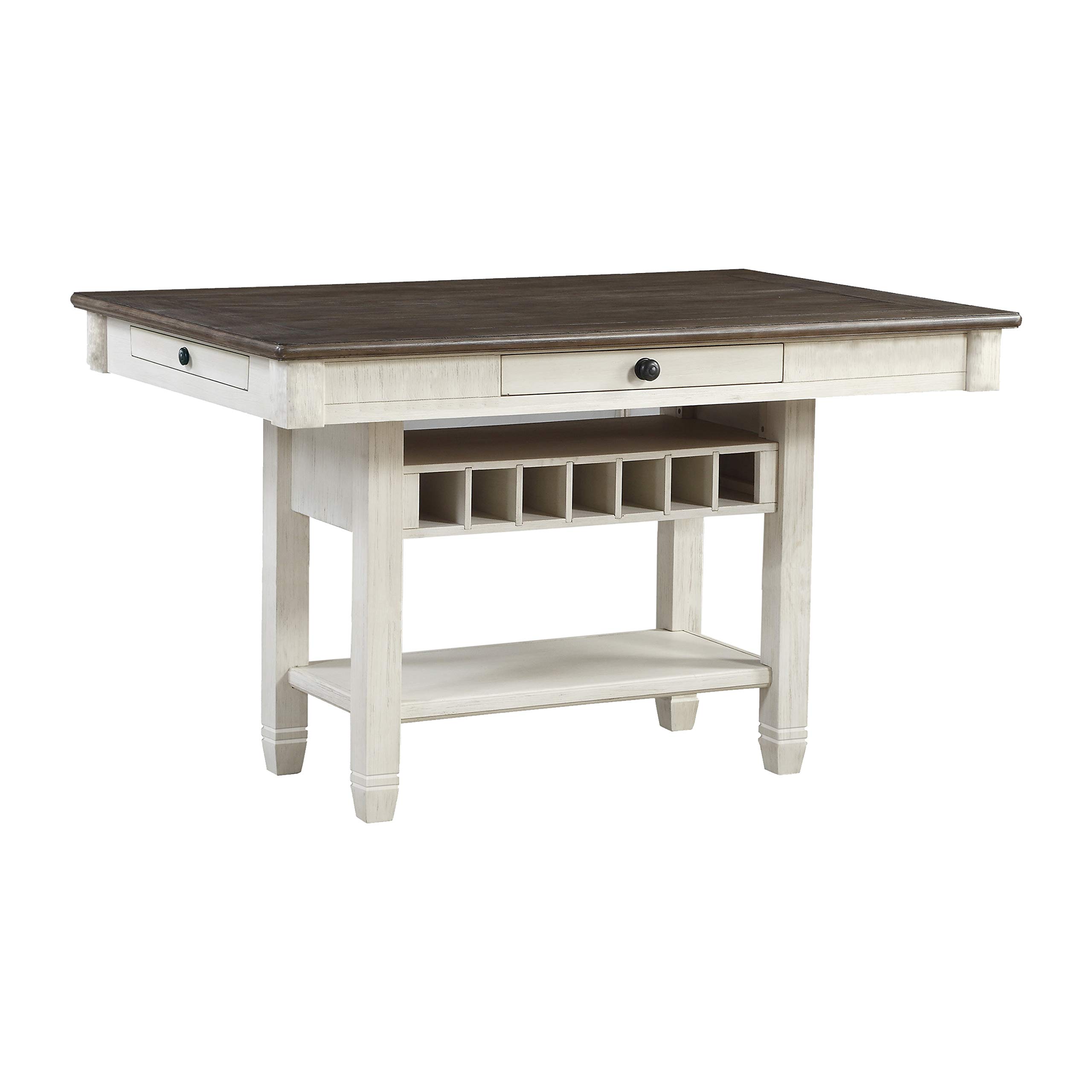 Photo 1 of **INCOMPLETE* BOX 2 OF 2 ONLY** Lexicon Finian Wood Counter Height Table, 60" x 40", Rosy Brown/Antique White