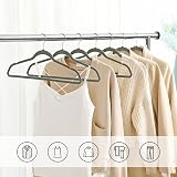 SONGMICS 50 Velvet Hangers 41.5 cm Wide 360° Hook Space Saving Grey Silver view 2