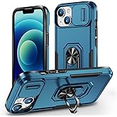 SEFING Phone Case for iPhone 14 Case with Kickstand Ring Holder, with Camera Cover, with Magnetic Car Mount Function, for iPhone 14 - Blue