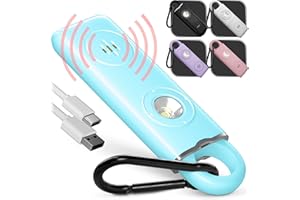 Personal Safety Alarm Keychain for Women Protection – USB Rechargeable 130 dB Self Defense Siren Panic Key Chain with Light and Low Battery Notice by WETEN (Blue)