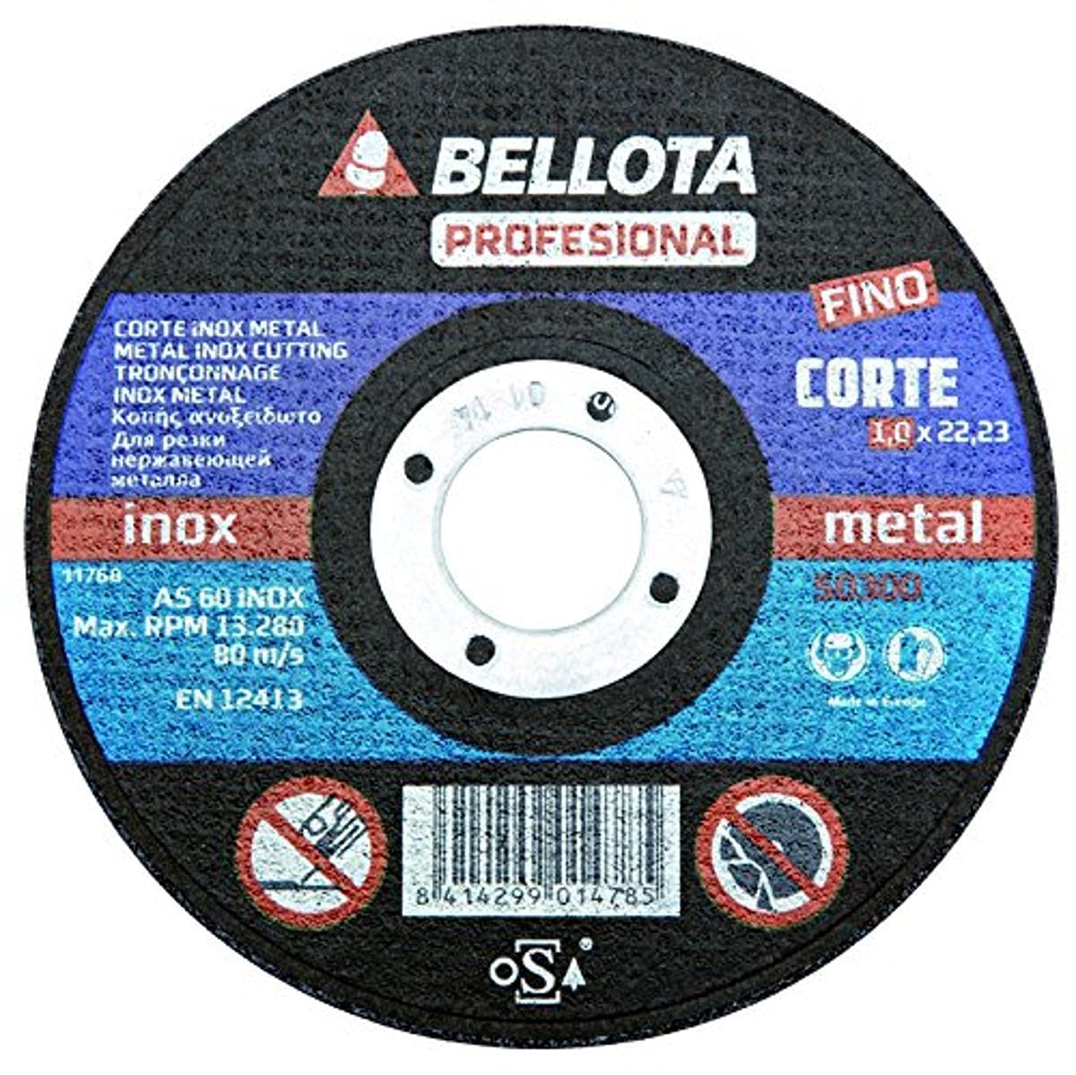 Bellota Profesional Abrasive Disc with Fine Stainless Steel Edge 115 mm