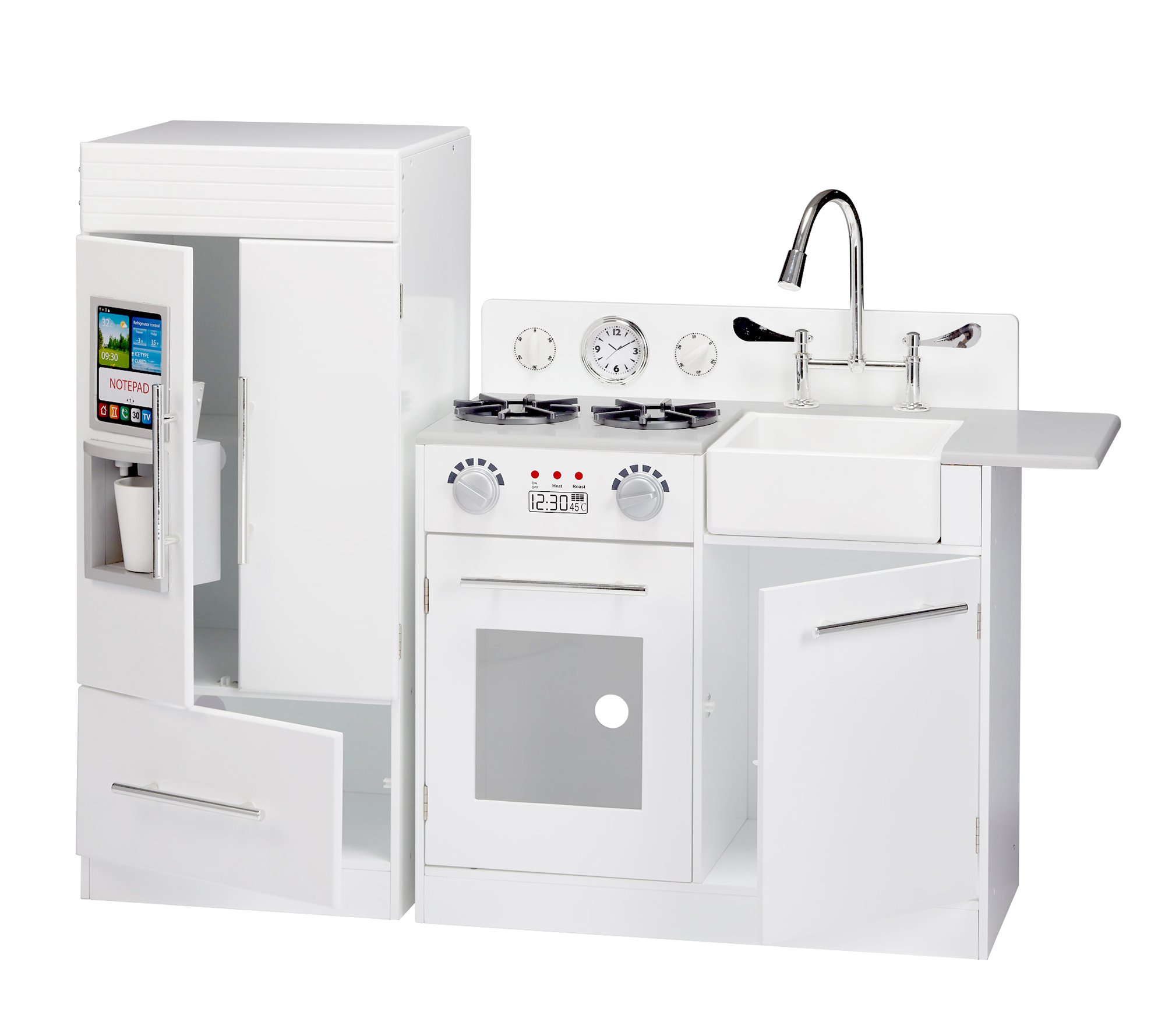 Teamson Kids - Modern Wooden Kids Play Kitchen, Toddler Pretend Play Set with accessories, White