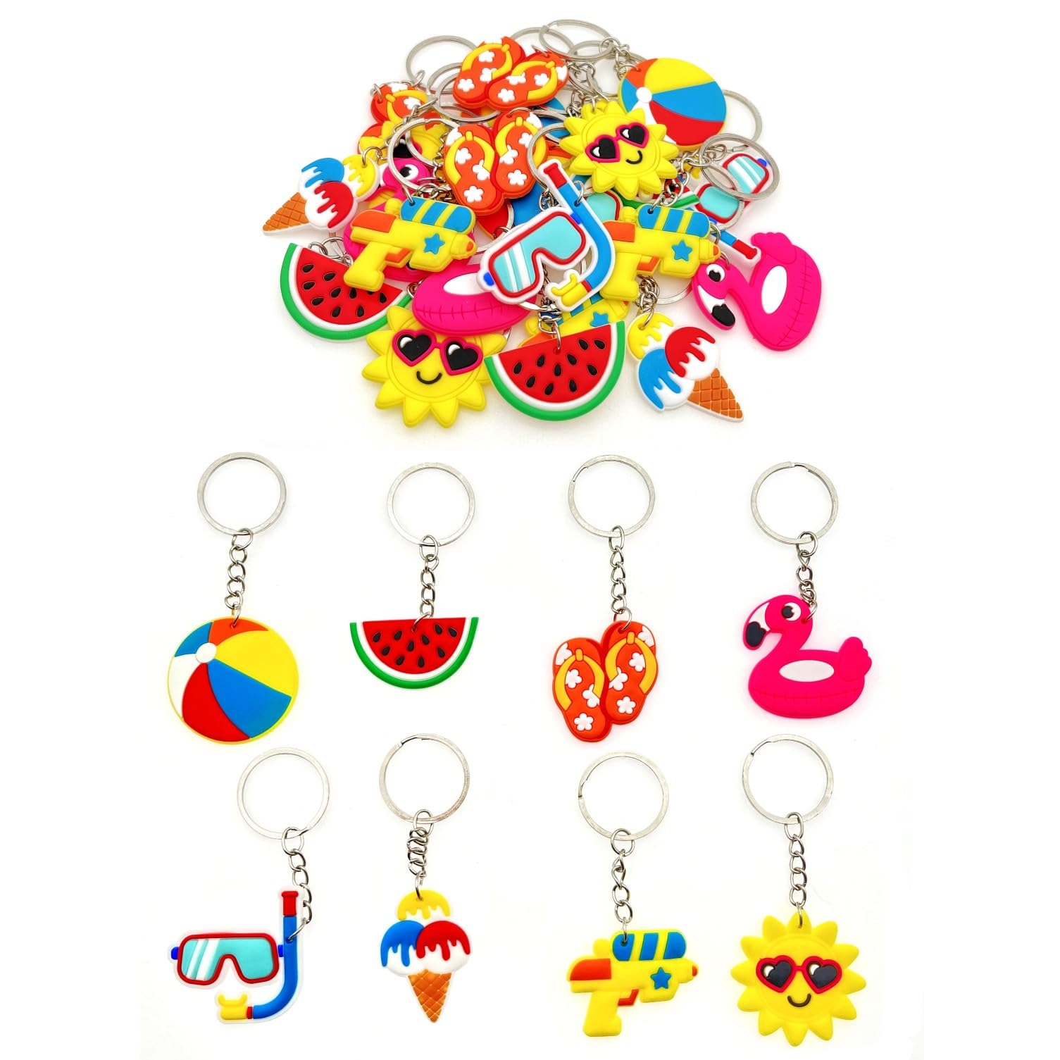 JZK 32x Swimming pool party keyrings keychains party favours giveaways thankyou gift for guests, party bag fillers for kids, beach theme party decorations accessories, Hawaiian party supplies