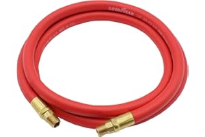 GRIP GRAND RAPIDS INDUSTRIAL PRODUCTS Goodyear 6' x 3/8" Hybrid Air Hoses - 300 PSI Working Pressure - 1200 PSI Working Pressure - Kink Free - 100% Brass 1/4" NPT Fittings - Made in USA