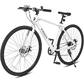 VIRIBUS Hybrid Bikes, 28 inch Road Bike 7 Speed with Lightweight Aluminum Frame, 700C Wheels, Hybrid Bicycle for Men Adult, City Commuters