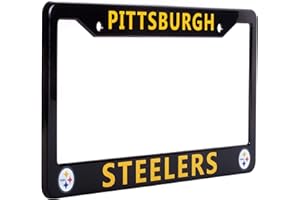 EliteAuto3K License Plate Frame Cover for Pittsburgh Steelers Fans – Black – 12.25” x 6.25” - Ideal Gift for Sports Fans & Supporters – Slim Design