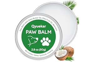 QYUEKAR Lick-Safe Dog Paw & Nose Balm, Dog Paw Wax Protector with Coconut Oil, Moisturizer Soother Heals Dry Cracked Snout & Pads, All-Natural Nose Butter & Cream for Horse Hoof, Cat Petts Care, 2.8oz/80g