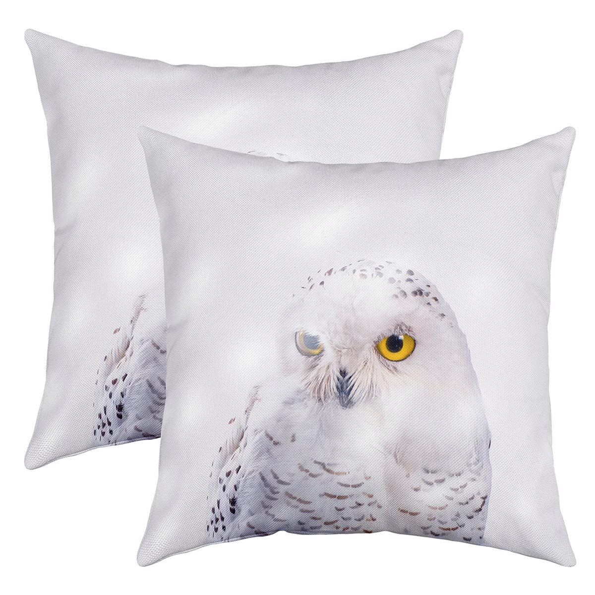 Loussiesd Set of 2 Owl Throw Pillow Covers 3D Animal Printed Cushion Case for Home Living Room Decor Reversible Bird Decor Owls Design White Decorative Throw Cushion Case 18x18 Inch — image 1