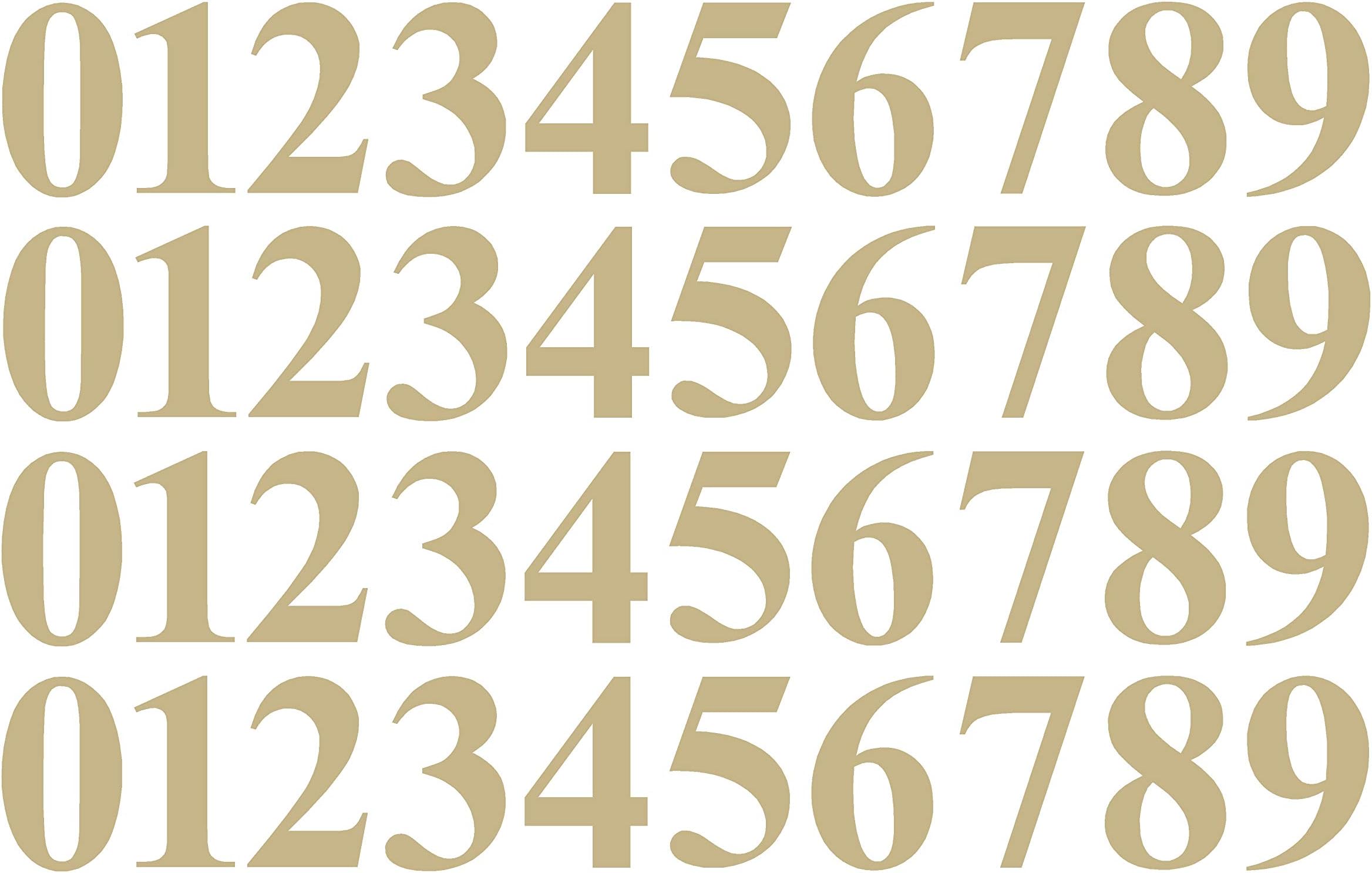0 to 9 Number Stickers Gold Vinyl Decals Set of 40 Choose Size!! 1" to 12" Business Sports Office (V646GoldTimes) (1")