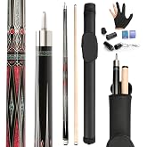Kmise Pool Cue 58", Professional Maple Pool Cue Stick kit with Hard Case | 13mm Leather Tips | 6 Accessories | Low Deflection | Piano Paint Process |19 20 21oz (Selectable) Ready to Play for Adults