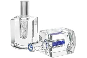 QFKRIS Crystal Dreidels for Hanukkah Glass Hanukkah Dreidel Collectibles with Rhinestone 3.2” Glass Paperweight for Gift (Set of 2 Blue and White)