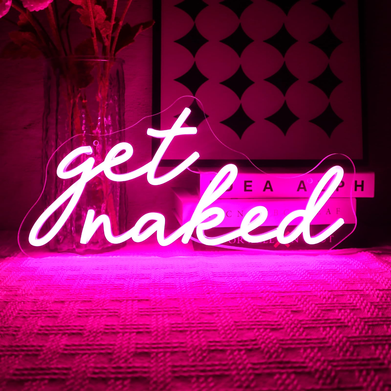 OYCGZV Get Naked Neon Light Sign - Letter Neon Sign for Wall Decor Pink Neon Wall Light USB Led Sign for Bedroom Home Bathroom Bar Shop Club Store Pub Salon Decoration Party