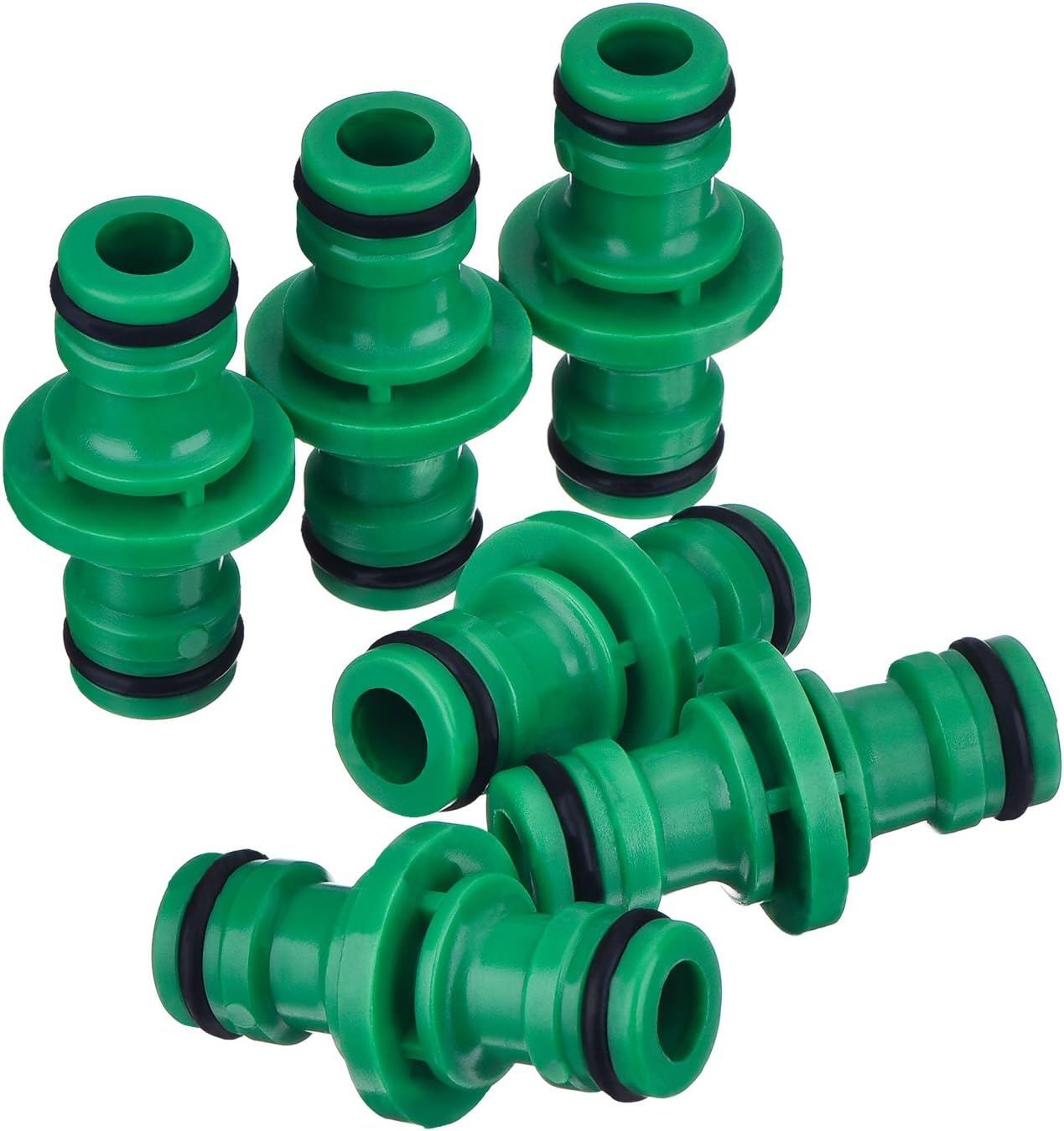 6 Pack Double Male Hose Connectors Extender for Join Garden Hose Pipe Tube (Green) BigaMart