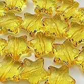 20pcs Acrylic Crystal Star Beads 28mm Star Shape Faceted Beads for Jewelry Making Bracelet Necklace Key Chains DIY Crafts(Gold Yellow)