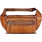 Genuine Leather Fanny Pack for Men and Women - Waist Bag, Hip Bag and Chest Purses (Brown)