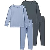Jimonda Baby Boys Girls Pajama Sets Toddler Long Sleeve Sleepwear Sets Rayon from Bamboo Pajamas Sets 4pcs PJs 18M-8Y