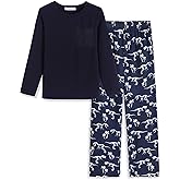 Arshiner Boys Loose-fit Pajamas Long Sleeve Top and Pants 2 Piece Pajama Set for Big Boys 5-13 Years