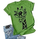 Auburet Womens Giraffe T Shirt Summer Funny Graphic Short Sleeve Crewneck Tees Casual Shirt Tops