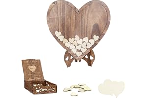 Wedding Heart Guest Book Alternative: Wooden Guestbook Frame Rustic Drop Box with Two Pens for Baby Bridal Shower Birthday Pa